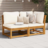 2 Piece Garden Lounge Set with Cushions Solid Wood Acacia