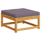 Garden Footstool with Cushions Solid Wood Acacia - Rear View