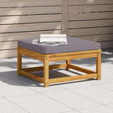 Garden Footstool with Cushions Solid Wood Acacia