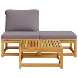 3 Piece Garden Lounge Set with Cushions Solid Wood Acacia - Top-Down View