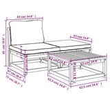 3 Piece Garden Lounge Set with Cushions Solid Wood Acacia