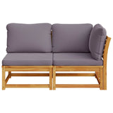 2 Piece Garden Lounge Set with Cushions Solid Wood Acacia - Side View
