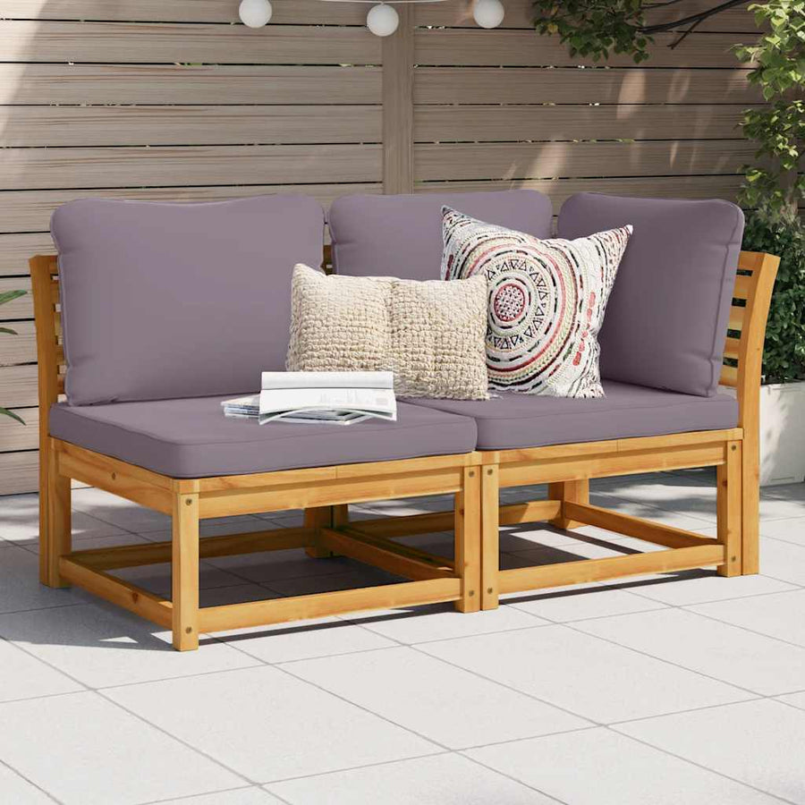 2 Piece Garden Lounge Set with Cushions Solid Wood Acacia