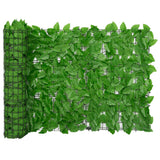 Balcony Privacy Screen with Green Leaves 600x75 cm - Front View