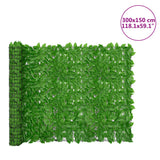 Balcony Privacy Screen with Green Leaves 300x150 cm - Rear View