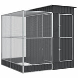 Aviary with Extension Silver 209x203x216 cm Steel - Front View