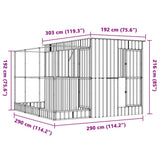 Aviary with Extension Silver 290x303x216 cm Steel