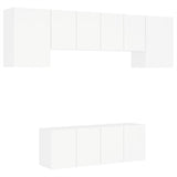 6 Piece TV Wall Units White Engineered Wood