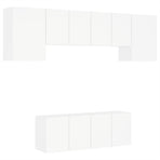 6 Piece TV Wall Units White Engineered Wood