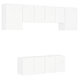 6 Piece TV Wall Units White Engineered Wood - Front View