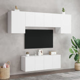 6 Piece TV Wall Units White Engineered Wood - Side View