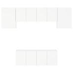 6 Piece TV Wall Units White Engineered Wood