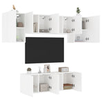 6 Piece TV Wall Units White Engineered Wood