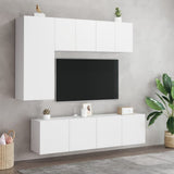 5 Piece TV Wall Units White Engineered Wood