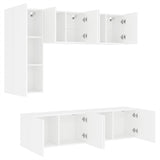 5 Piece TV Wall Units White Engineered Wood - Top-Down View
