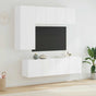 5 Piece TV Wall Units White Engineered Wood