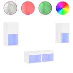 4 Piece TV Wall Cabinets with LED Lights White