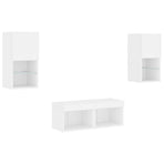 4 Piece TV Wall Cabinets with LED Lights White
