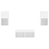 4 Piece TV Wall Cabinets with LED Lights White - Close-Up Angle
