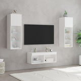 4 Piece TV Wall Cabinets with LED Lights White - Top-Down View
