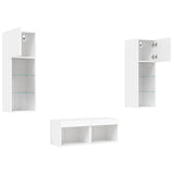 4 Piece TV Wall Cabinets with LED Lights White - Rear View
