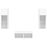 4 Piece TV Wall Cabinets with LED Lights White