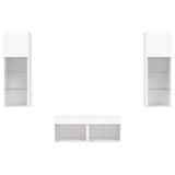 4 Piece TV Wall Cabinets with LED Lights White - Close-Up Angle