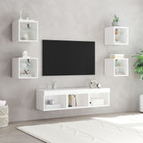 7 Piece TV Wall Units with LED White Engineered Wood - Side View