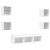 7 Piece TV Wall Units with LED White Engineered Wood - 45-Degree Angle