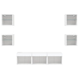 7 Piece TV Wall Units with LED White Engineered Wood