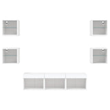 7 Piece TV Wall Units with LED White Engineered Wood - Rear View