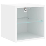 7 Piece TV Wall Units with LED White Engineered Wood