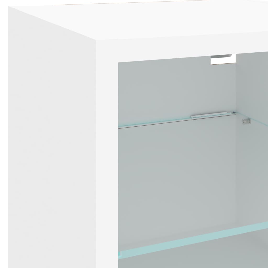7 Piece TV Wall Units with LED White Engineered Wood