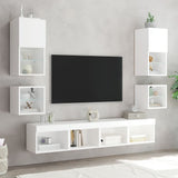 8 Piece TV Wall Units with LED White Engineered Wood - Side View
