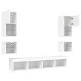 8 Piece TV Wall Units with LED White Engineered Wood