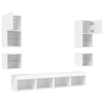 8 Piece TV Wall Units with LED White Engineered Wood