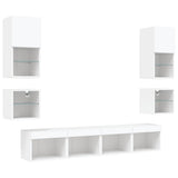 8 Piece TV Wall Units with LED White Engineered Wood - Rear View