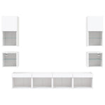 8 Piece TV Wall Units with LED White Engineered Wood