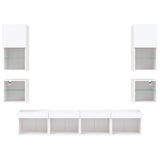 8 Piece TV Wall Units with LED White Engineered Wood - Close-Up Angle