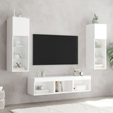 5 Piece TV Wall Units with LED White Engineered Wood - Side View