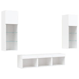 5 Piece TV Wall Units with LED White Engineered Wood - Rear View