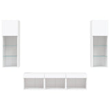 5 Piece TV Wall Units with LED White Engineered Wood