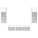 5 Piece TV Wall Units with LED White Engineered Wood - Close-Up Angle