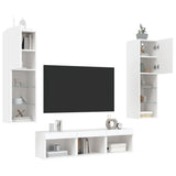 5 Piece TV Wall Units with LED White Engineered Wood - Top-Down View