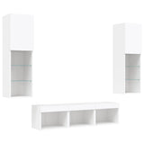 5 Piece TV Wall Units with LED White Engineered Wood - 45-Degree Angle