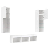 5 Piece TV Wall Units with LED White Engineered Wood - Rear View