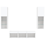 5 Piece TV Wall Units with LED White Engineered Wood