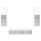 5 Piece TV Wall Units with LED White Engineered Wood - Close-Up Angle