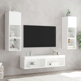 6 Piece TV Wall Units with LED White Engineered Wood - Side View