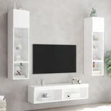 6 Piece TV Wall Units with LED White Engineered Wood - Side View